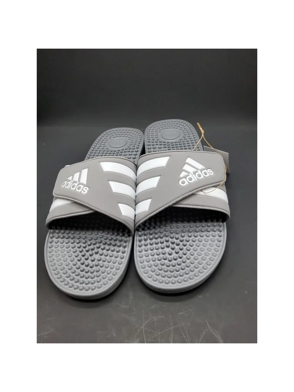 NEW Adidas Men's Adissage Grey Comfort Slip On Slides Sandals Size 18